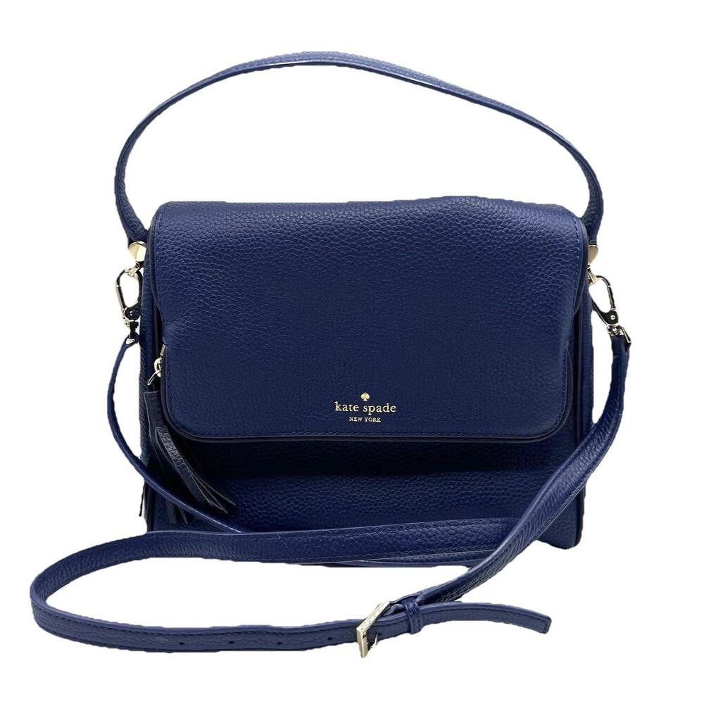 Kate Spade Miri Chester Street Handle Crossbody Bag Pebbled Leather Blue $329